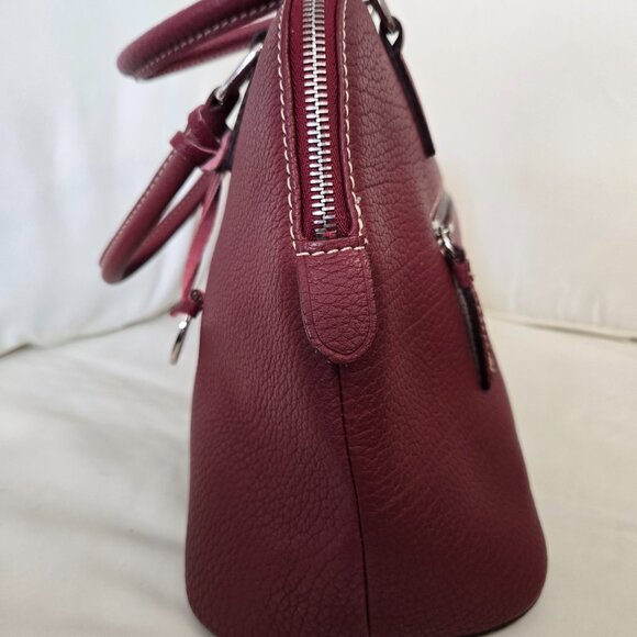 Dooney & Bourke Pebble Grain Zip Zip Satchel Burgundy Wine Leather Crossbody Sho - Picture 8 of 8